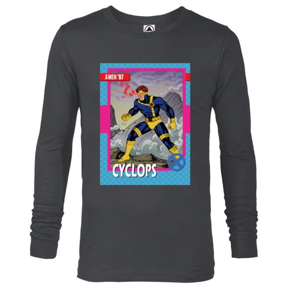 Marvel Studios X-Men ’97 Cyclops Retro Trading Card- Long Sleeve T-Shirt for Men - Customized-Charcoal Heather