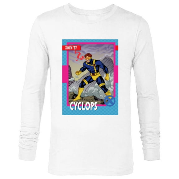 Marvel Studios X-Men ’97 Cyclops Retro Trading Card- Long Sleeve T-Shirt for Men - Customized-White
