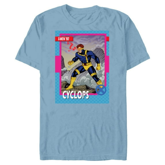 Marvel Studios X-Men ’97 Cyclops Retro Trading Card- Short Sleeve Blended T-Shirt for Adults - Customized-Ocean Blue