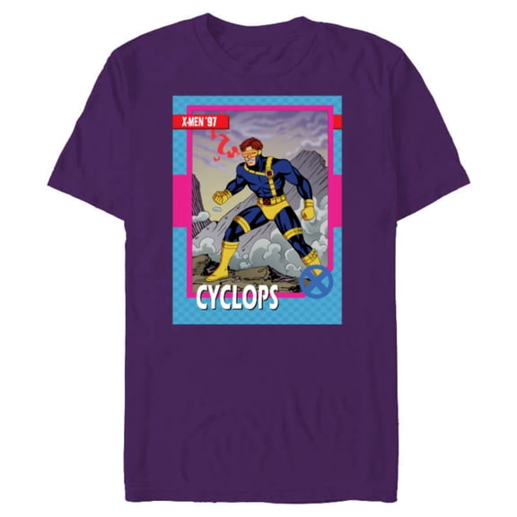Marvel Studios X-Men ’97 Cyclops Retro Trading Card- Short Sleeve Blended T-Shirt for Adults - Customized-Purple