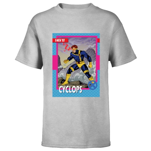 Marvel Studios X-Men ’97 Cyclops Retro Trading Card- Short Sleeve T-Shirt for Kids - Customized-Athletic Heather