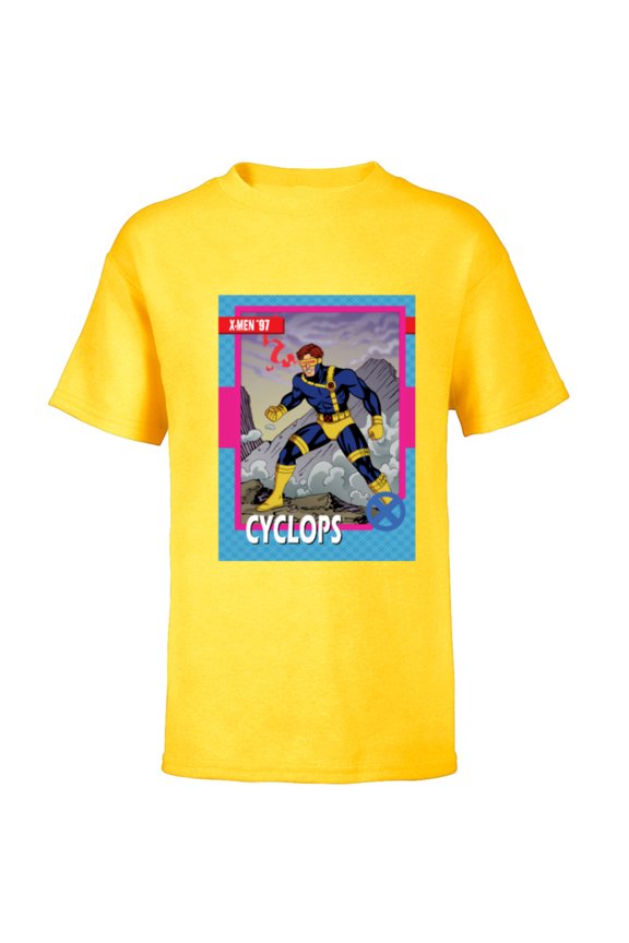 Studios X-Men ’97 Cyclops Retro Trading Card- Short Sleeve T-Shirt for Kids - Customized-Yellow