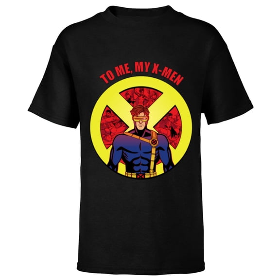 Marvel Studios X-Men ’97 Cyclops X-Logo To Me My X-Men- Short Sleeve T-Shirt for Kids - Customized-Black