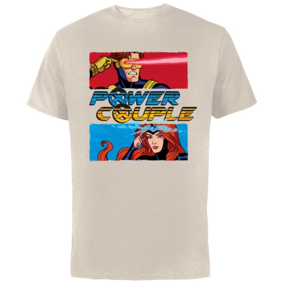 Marvel Studios X-Men ’97 Cyclops and Jean Grey Power Couple- Short Sleeve Cotton T-Shirt for Adults - Customized-Natural