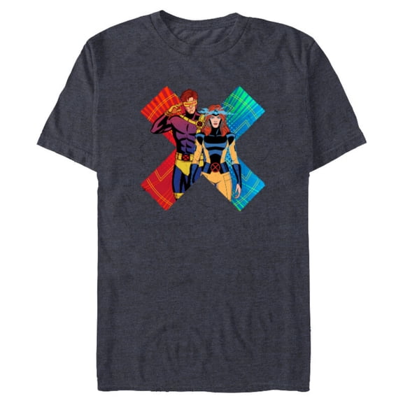 Marvel Studios X-Men ’97 Cyclops and Jean Grey X-Symbol- Short Sleeve Blended T-Shirt for Adults - Customized-Denim Snow Heather