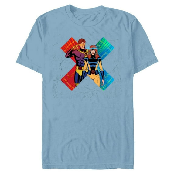 Marvel Studios X-Men ’97 Cyclops and Jean Grey X-Symbol- Short Sleeve Blended T-Shirt for Adults - Customized-Ocean Blue