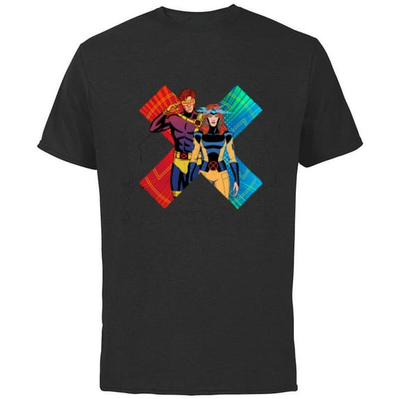 Marvel Studios X-Men ’97 Cyclops and Jean Grey X-Symbol- Short Sleeve Cotton T-Shirt for Adults - Customized-Black