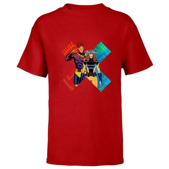 Marvel Studios X-Men ’97 Cyclops and Jean Grey X-Symbol- Short Sleeve T-Shirt for Kids - Customized-Red