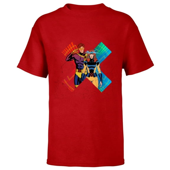 Marvel Studios X-Men ’97 Cyclops and Jean Grey X-Symbol- Short Sleeve T-Shirt for Kids - Customized-Red