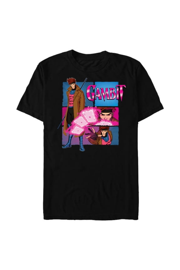 Studios X-Men ’97 Gambit Card Throw Action Panels- Short Sleeve Blended T-Shirt for Adults - Customized-Black