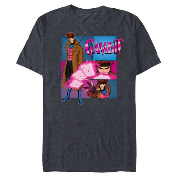 Marvel Studios X-Men ’97 Gambit Card Throw Action Panels- Short Sleeve Blended T-Shirt for Adults - Customized-Navy Heather
