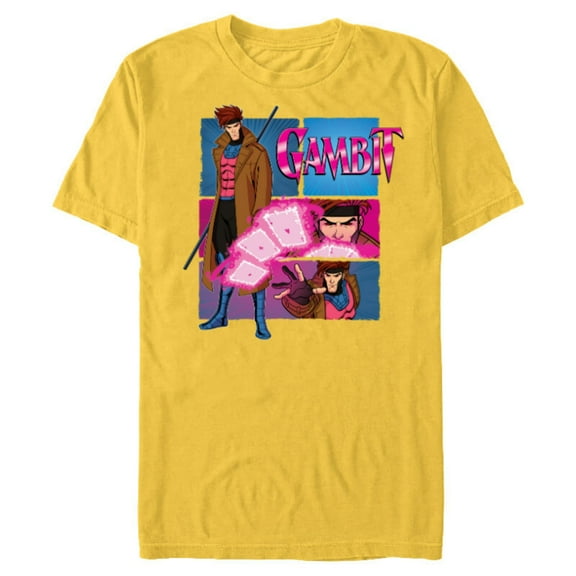 Marvel Studios X-Men ’97 Gambit Card Throw Action Panels- Short Sleeve Blended T-Shirt for Adults - Customized-Yellow