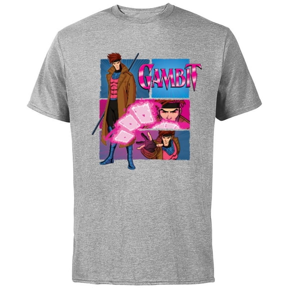 Marvel Studios X-Men ’97 Gambit Card Throw Action Panels- Short Sleeve Cotton T-Shirt for Adults - Customized-Athletic Heather