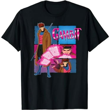 Marvel Studios X-Men ’97 Gambit Card Throw Action Panels T-Shirt, Black Color