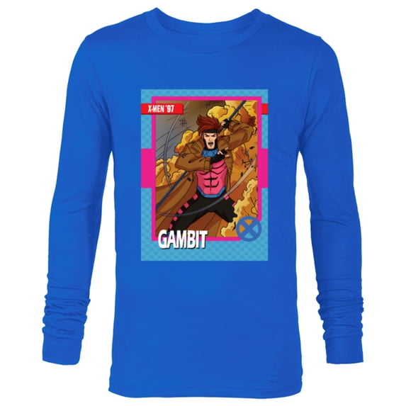 Marvel Studios X-Men ’97 Gambit Retro Trading Card- Long Sleeve T-Shirt for Men - Customized-Navy