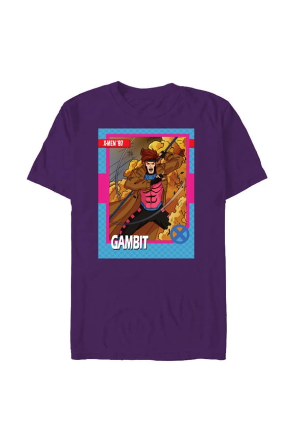 Studios X-Men ’97 Gambit Retro Trading Card- Short Sleeve Blended T-Shirt for Adults - Customized-Purple