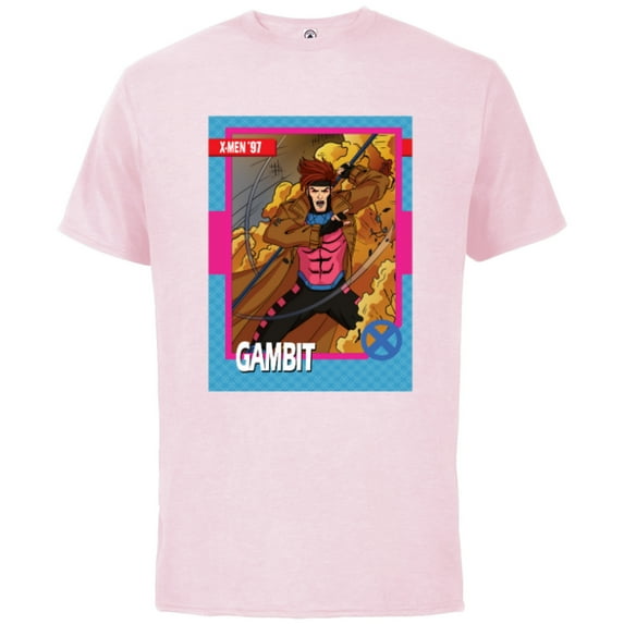 Marvel Studios X-Men ’97 Gambit Retro Trading Card- Short Sleeve Cotton T-Shirt for Adults - Customized-Soft Pink