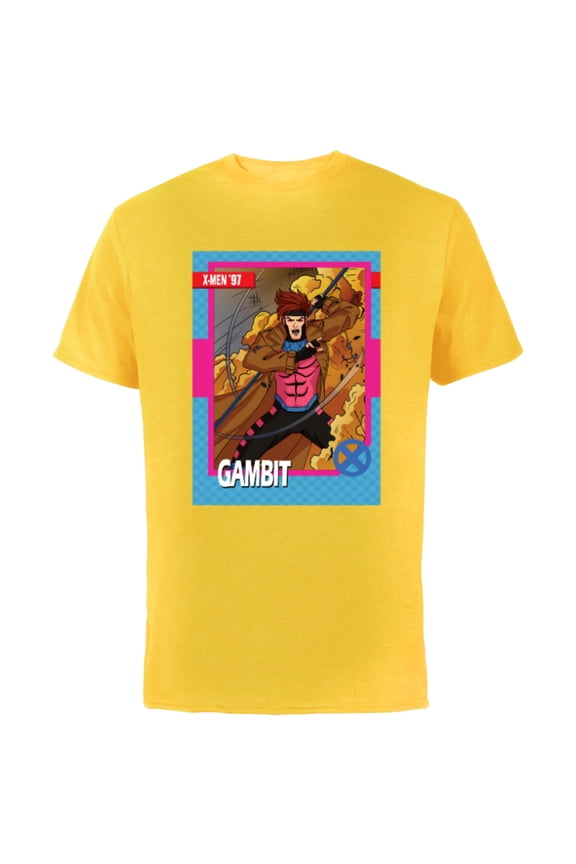 Studios X-Men ’97 Gambit Retro Trading Card- Short Sleeve Cotton T-Shirt for Adults - Customized-Yellow