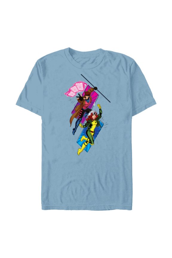 Studios X-Men ’97 Gambit and Rogue Super Hero Team-Up- Short Sleeve Blended T-Shirt for Adults - Customized-Ocean Blue