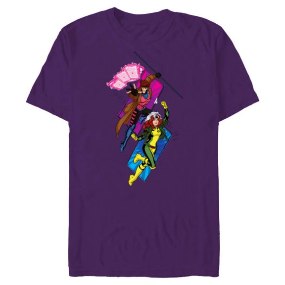 Marvel Studios X-Men ’97 Gambit and Rogue Super Hero Team-Up- Short Sleeve Blended T-Shirt for Adults - Customized-Purple