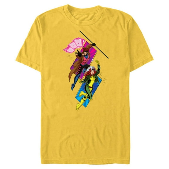 Marvel Studios X-Men ’97 Gambit and Rogue Super Hero Team-Up- Short Sleeve Blended T-Shirt for Adults - Customized-Yellow