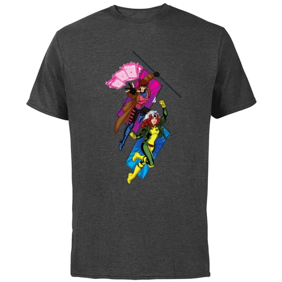 Marvel Studios X-Men ’97 Gambit and Rogue Super Hero Team-Up- Short Sleeve Cotton T-Shirt for Adults - Customized-Charcoal Heather