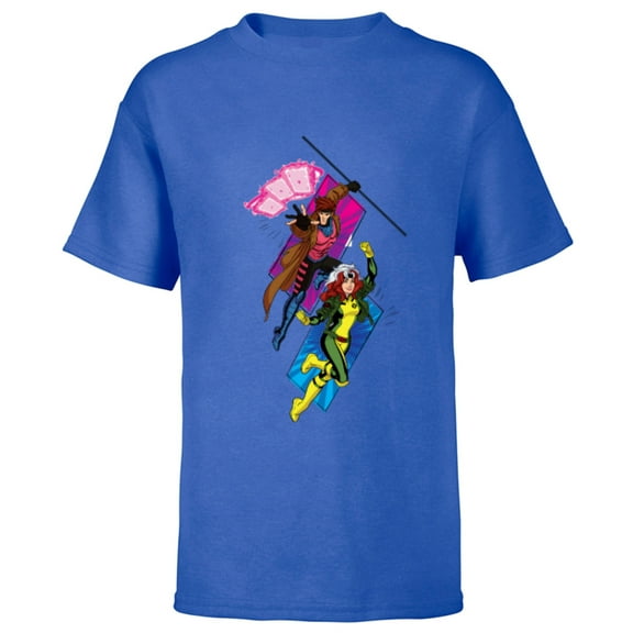Marvel Studios X-Men ’97 Gambit and Rogue Super Hero Team-Up- Short Sleeve T-Shirt for Kids - Customized-Royal