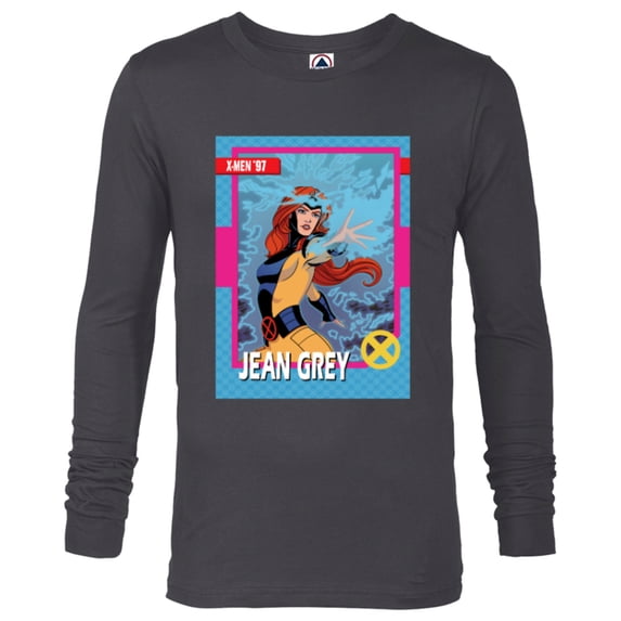 Marvel Studios X-Men ’97 Jean Grey Retro Trading Card- Long Sleeve T-Shirt for Men - Customized-Charcoal Heather