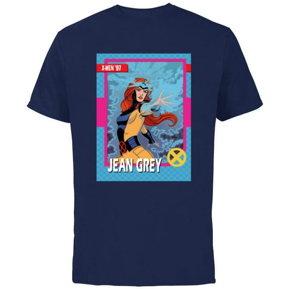 Marvel Studios X-Men ’97 Jean Grey Retro Trading Card- Short Sleeve Cotton T-Shirt for Adults - Customized-Navy