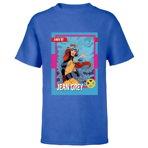 Marvel Studios X-Men ’97 Jean Grey Retro Trading Card- Short Sleeve T-Shirt for Kids - Customized-Royal