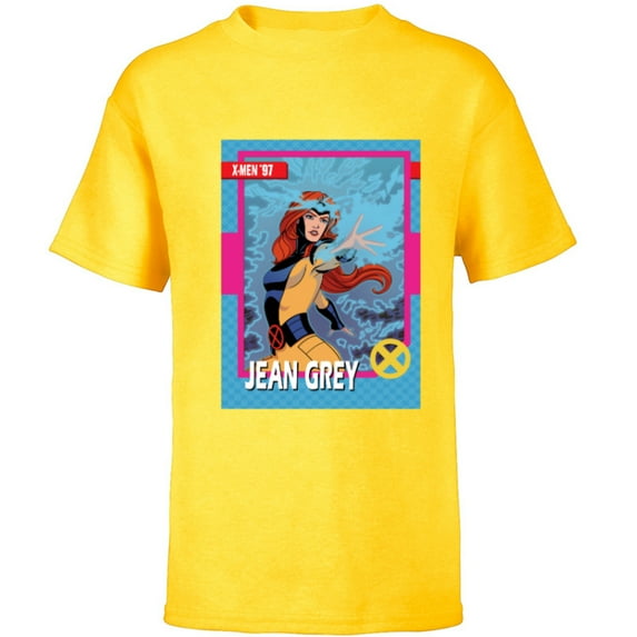 Marvel Studios X-Men ’97 Jean Grey Retro Trading Card- Short Sleeve T-Shirt for Kids - Customized-Yellow
