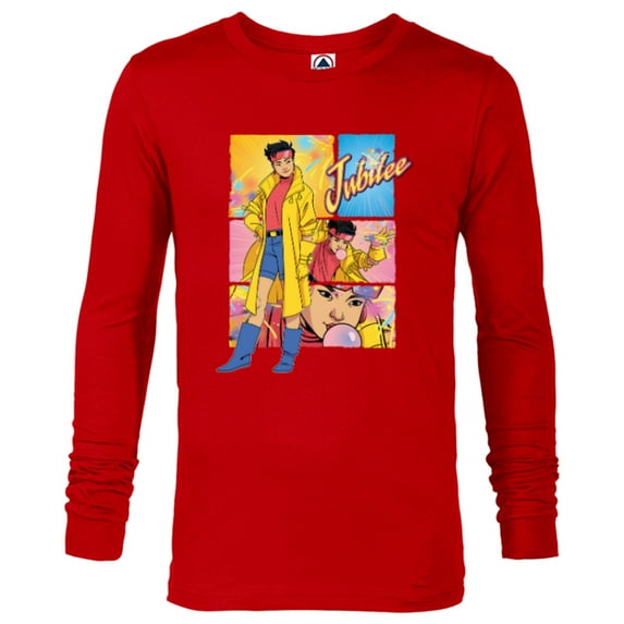 Marvel Studios X-Men ’97 Jubilee Powers & Logo Action Panels- Long Sleeve T-Shirt for Men - Customized-New Red