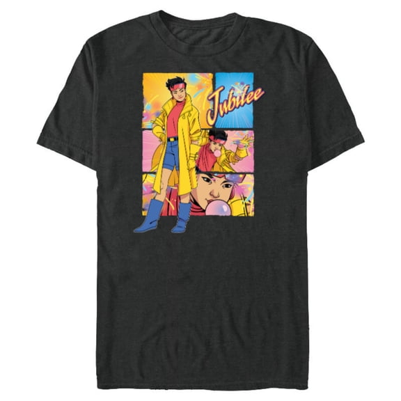 Marvel Studios X-Men ’97 Jubilee Powers & Logo Action Panels- Short Sleeve Blended T-Shirt for Adults - Customized-Dark Heather