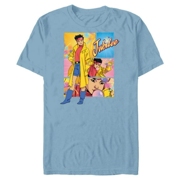 Marvel Studios X-Men ’97 Jubilee Powers & Logo Action Panels- Short Sleeve Blended T-Shirt for Adults - Customized-Ocean Blue