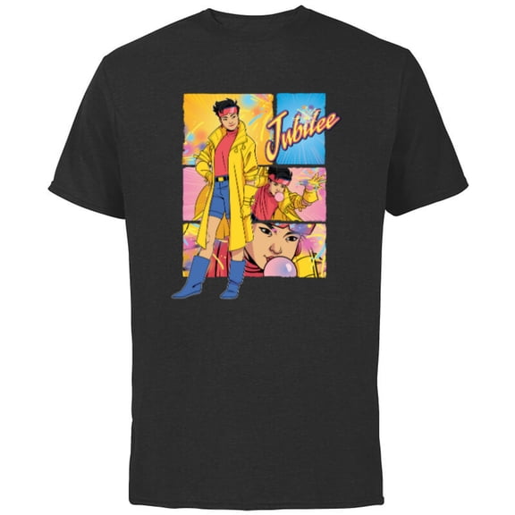 Marvel Studios X-Men ’97 Jubilee Powers & Logo Action Panels- Short Sleeve Cotton T-Shirt for Adults - Customized-Black