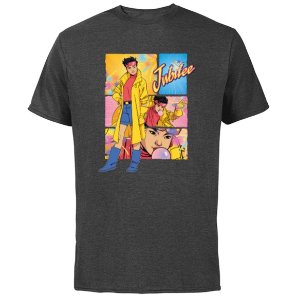 Marvel Studios X-Men ’97 Jubilee Powers & Logo Action Panels- Short Sleeve Cotton T-Shirt for Adults - Customized-Charcoal