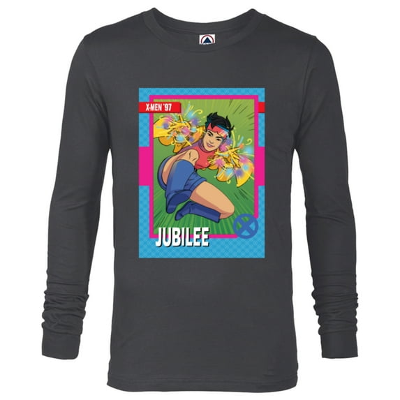 Marvel Studios X-Men ’97 Jubilee Retro Trading Card- Long Sleeve T-Shirt for Men - Customized-Charcoal Heather