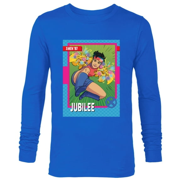 Marvel Studios X-Men ’97 Jubilee Retro Trading Card- Long Sleeve T-Shirt for Men - Customized-Navy