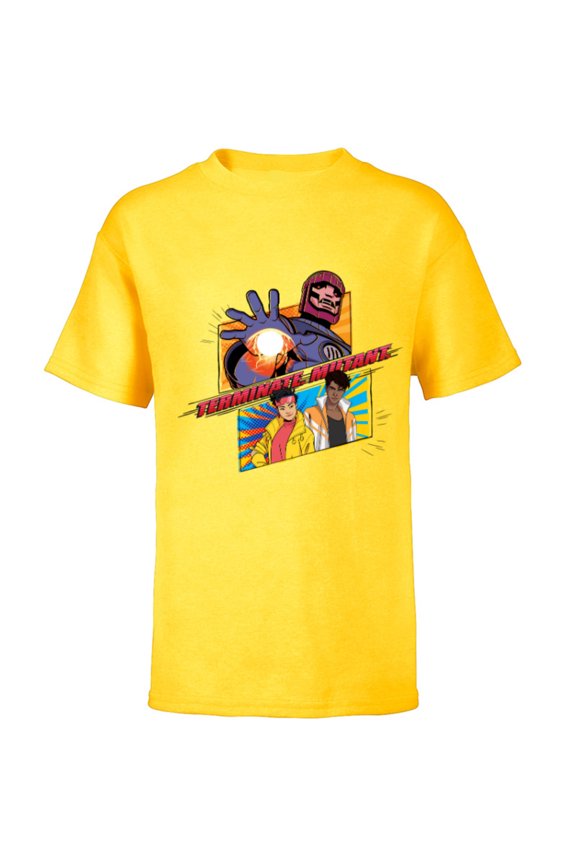 Studios X-Men ’97 Jubilee Sentinel Terminate Mutant- Short Sleeve T-Shirt for Kids - Customized-Yellow