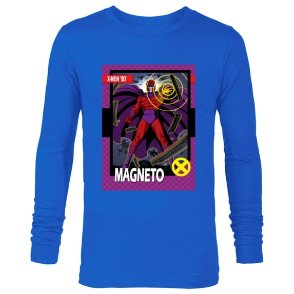 Marvel Studios X-Men ’97 Magneto Retro Trading Card- Long Sleeve T-Shirt for Men - Customized-Navy