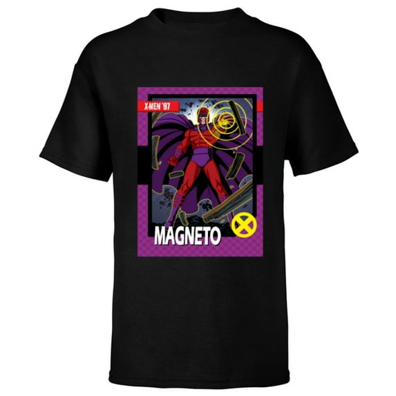 Marvel Studios X-Men ’97 Magneto Retro Trading Card- Short Sleeve T-Shirt for Kids - Customized-Black