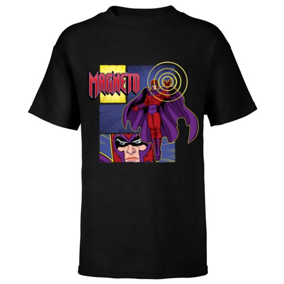 Marvel Studios X-Men ’97 Magneto Super Villain and Logo- Short Sleeve T-Shirt for Kids - Customized-Black