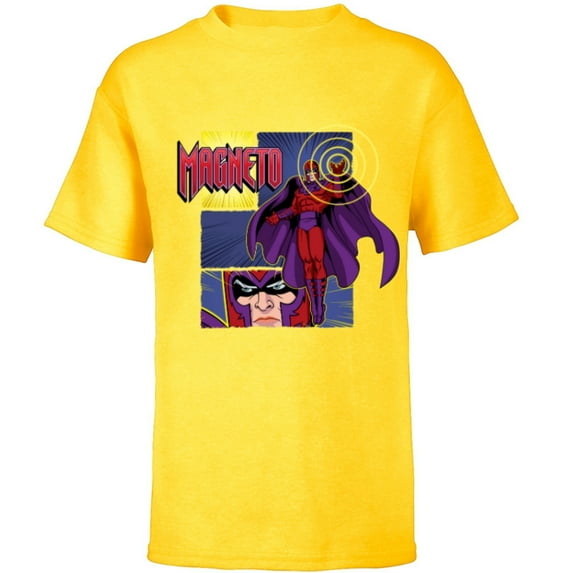 Marvel Studios X-Men ’97 Magneto Super Villain and Logo- Short Sleeve T-Shirt for Kids - Customized-Yellow