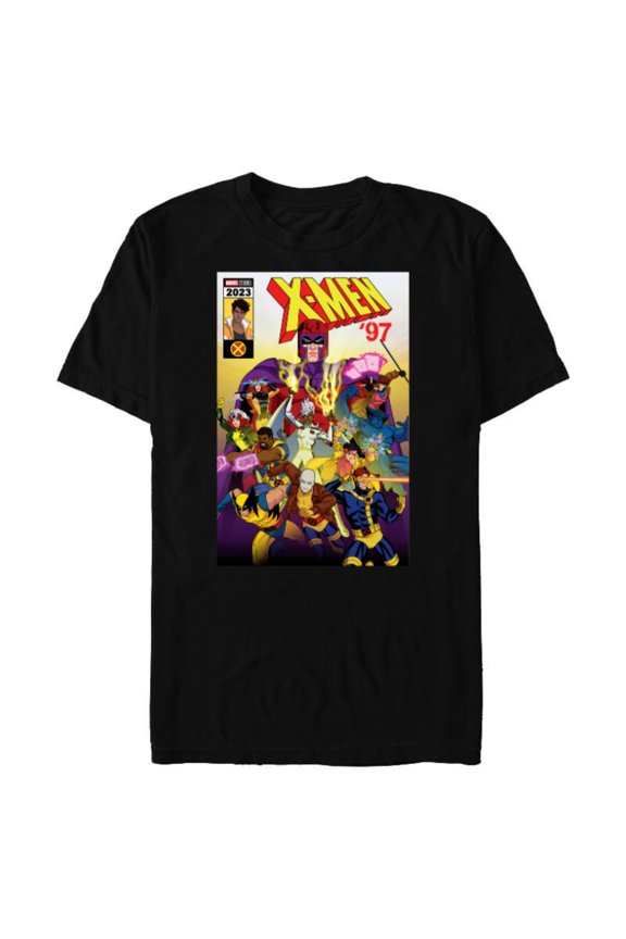 Studios X-Men ’97 Magneto and the Team Comic Cover- Short Sleeve Blended T-Shirt for Adults - Customized-Black