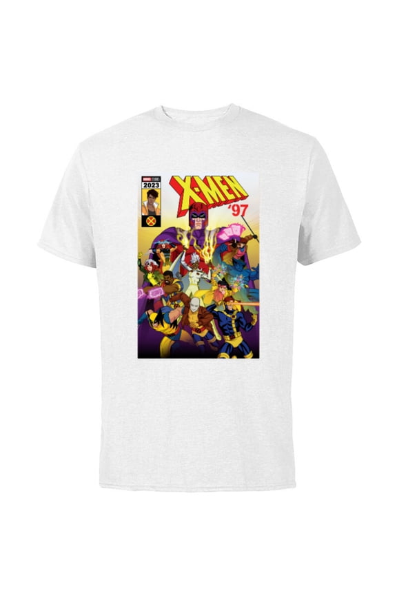 Studios X-Men ’97 Magneto and the Team Comic Cover- Short Sleeve Cotton T-Shirt for Adults - Customized-White