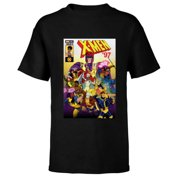 Marvel Studios X-Men ’97 Magneto and the Team Comic Cover- Short Sleeve T-Shirt for Kids - Customized-Black