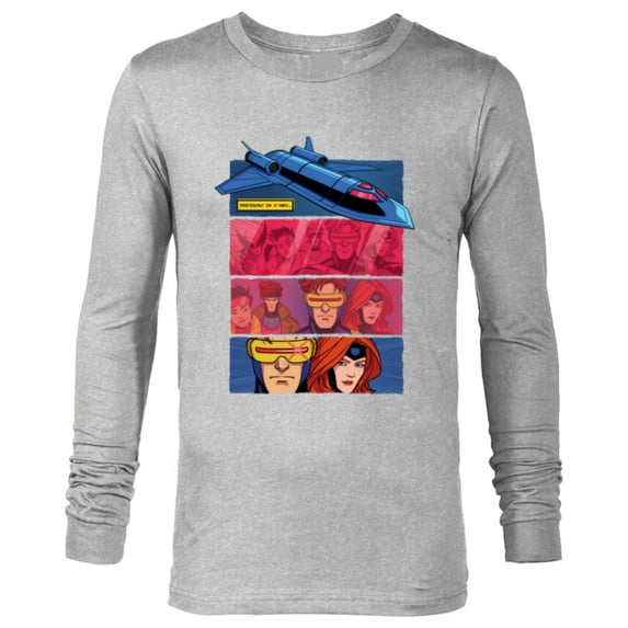Marvel Studios X-Men ’97 Previously on X-Men Blackbird Zoom- Long Sleeve T-Shirt for Men - Customized-Athletic Heather