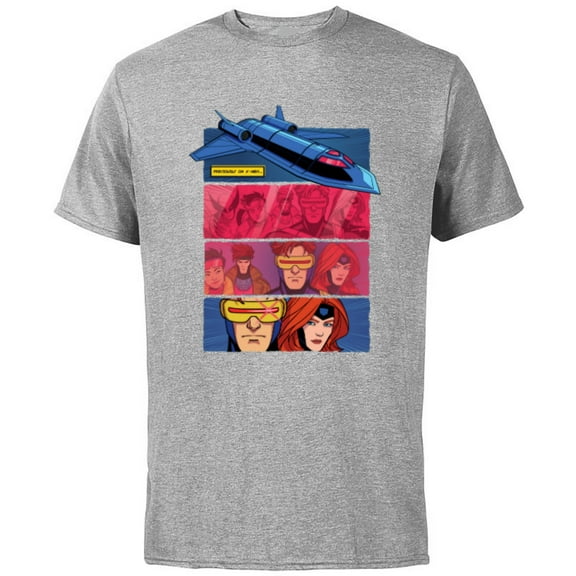 Marvel Studios X-Men ’97 Previously on X-Men Blackbird Zoom- Short Sleeve Cotton T-Shirt for Adults - Customized-Athletic Heather