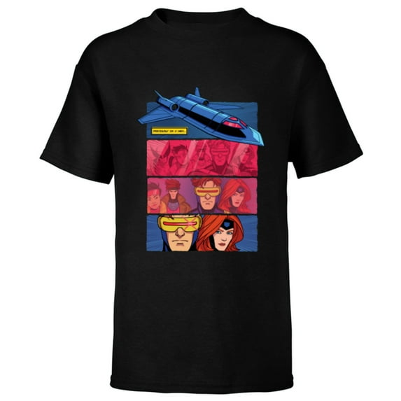 Marvel Studios X-Men ’97 Previously on X-Men Blackbird Zoom- Short Sleeve T-Shirt for Kids - Customized-Black
