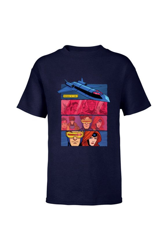 Studios X-Men ’97 Previously on X-Men Blackbird Zoom- Short Sleeve T-Shirt for Kids - Customized-Navy
